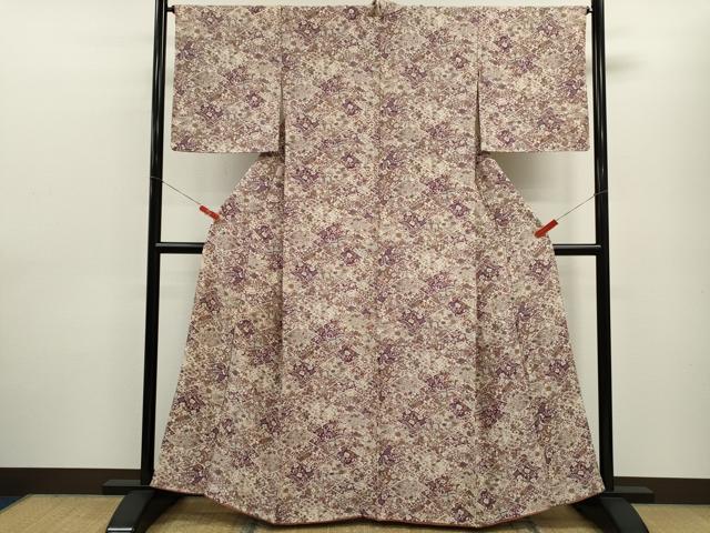 平和屋着物■上質な小紋 松皮菱草花文 正絹 逸品 CABF2908ze