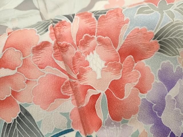平和屋着物■訪問着 刺繍 陶器花文 暈し染め 正絹 逸品 CABF2939ze