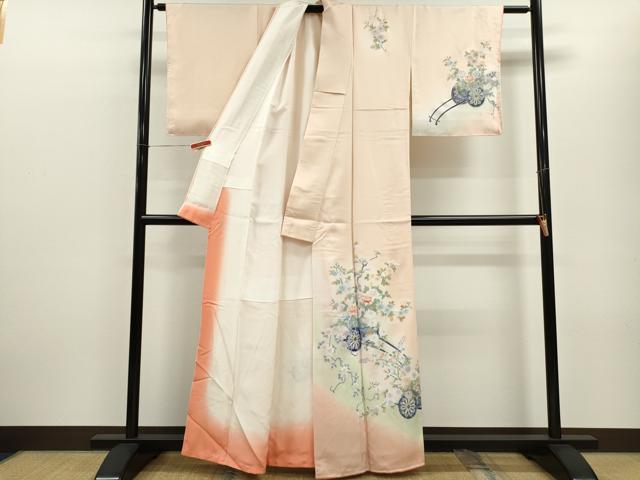 平和屋着物■訪問着 花車文 暈し染め 銀彩 正絹 逸品 CABF2941ze