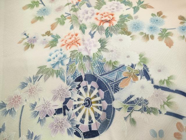 平和屋着物■訪問着 花車文 暈し染め 銀彩 正絹 逸品 CABF2941ze