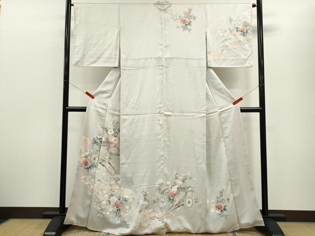 平和屋着物■訪問着 御所車花鳥文 正絹 逸品 CABF2953ze
