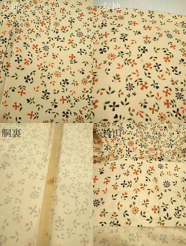 平和屋着物▽上質な小紋 単衣 草花文 正絹 逸品 CABF2980ze
