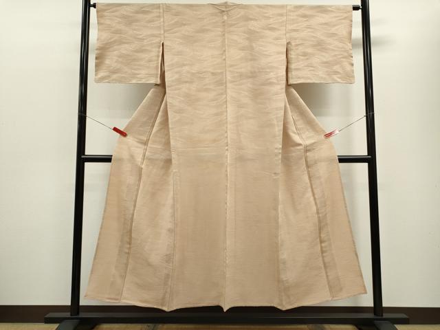 平和屋着物▽上質な色無地 単衣 立波地紋 洗柿色 正絹 逸品 CABF2984ze