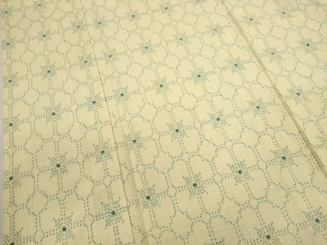 平和屋着物▽上質な紬 単衣 格子花文 正絹 逸品 CABF2992ze
