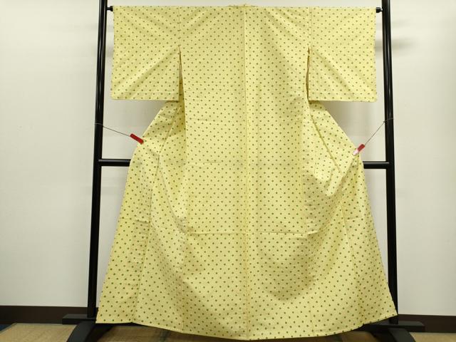 平和屋着物▽上質な紬 単衣 ドット柄 正絹 逸品 CABF2999ze