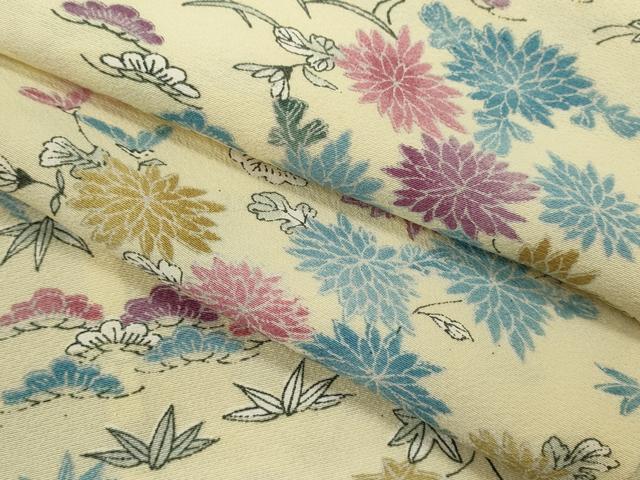 平和屋着物▽上質な小紋 単衣 枝花文 正絹 逸品 CABF3015ze