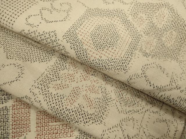 平和屋着物▽上質な紬 単衣 100亀甲 亀甲吉祥花文 正絹 逸品 CABF3017ze