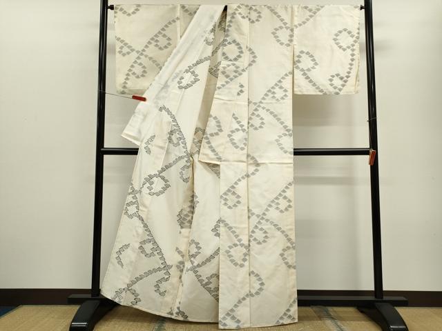 平和屋着物▽上質な紬 単衣 青海波 正絹 逸品 CABF3018ze