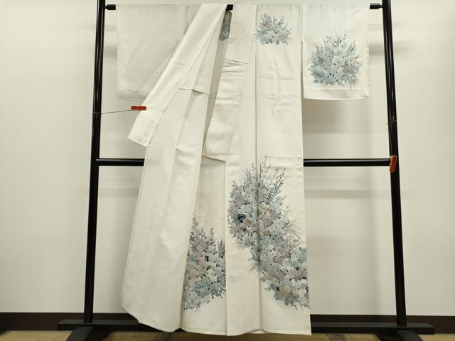 平和屋着物▽訪問着 単衣 手描き 草花文 正絹 逸品 未使用 CABF3025ze