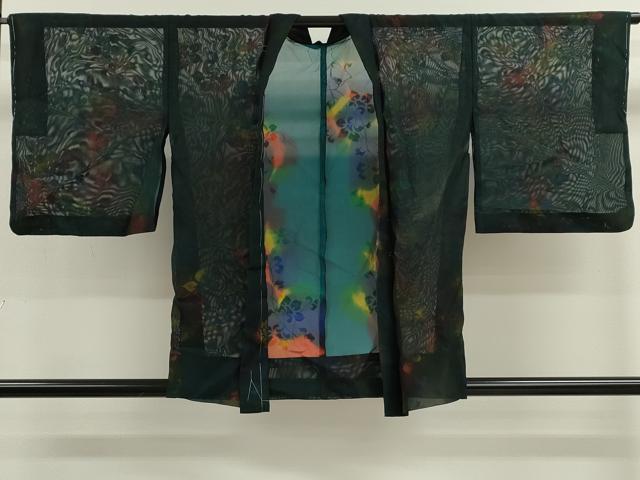 平和屋着物▽羽織 スリーシーズン 春夏秋 塵除け 紗 更紗花唐草文 暈し染め 正絹 逸品 未使用 CABF3048ze