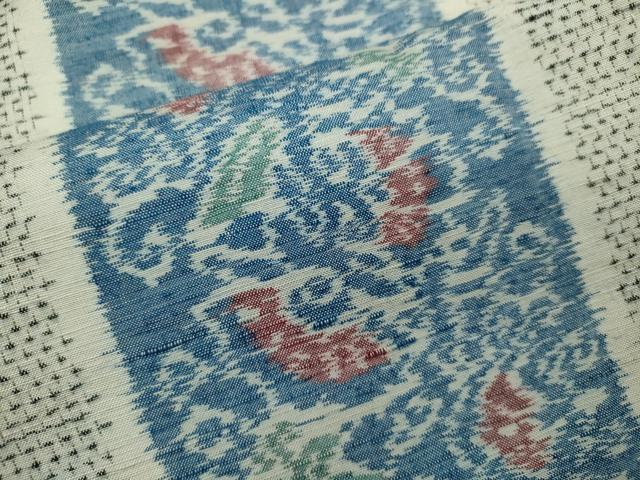 平和屋着物▽上質な紬 単衣 花唐草間道 正絹 逸品 CABF3051ze