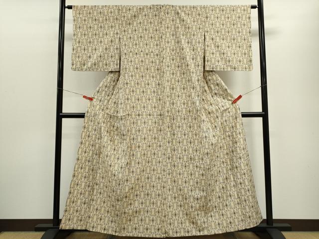 平和屋着物▽上質な紬 単衣 吉祥文 正絹 逸品 CABF3066ze