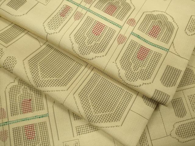 平和屋着物▽上質な紬 単衣 幾何学文 正絹 逸品 CABF3071ze