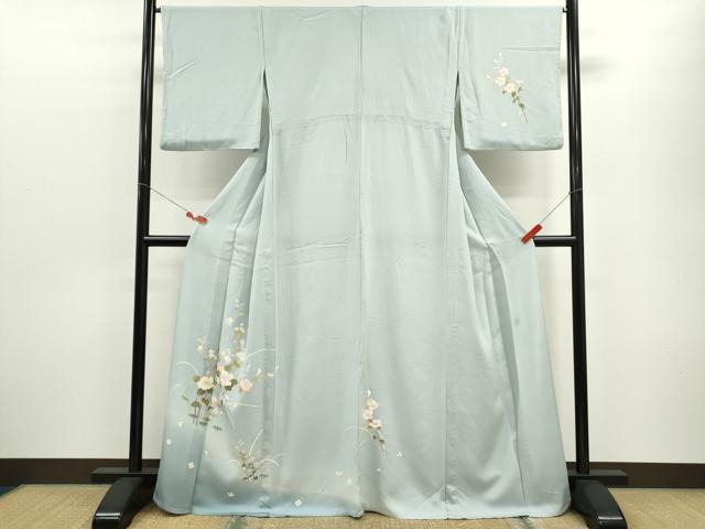 平和屋着物▽本加賀友禅作家 南克二 訪問着 単衣 枝花文 暈し染め 正絹 逸品 CABF3072ze