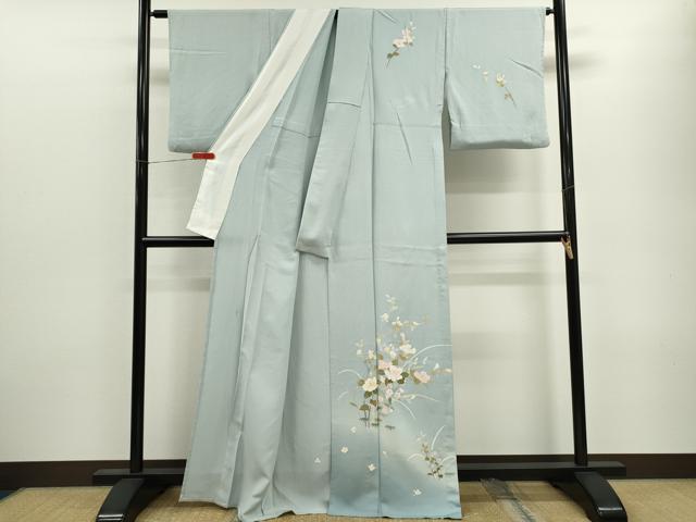 平和屋着物▽本加賀友禅作家 南克二 訪問着 単衣 枝花文 暈し染め 正絹 逸品 CABF3072ze