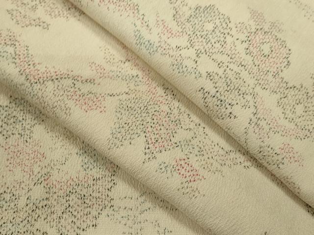 平和屋着物▽本塩沢 単衣 草花文 正絹 逸品 未使用 CABF3077ze
