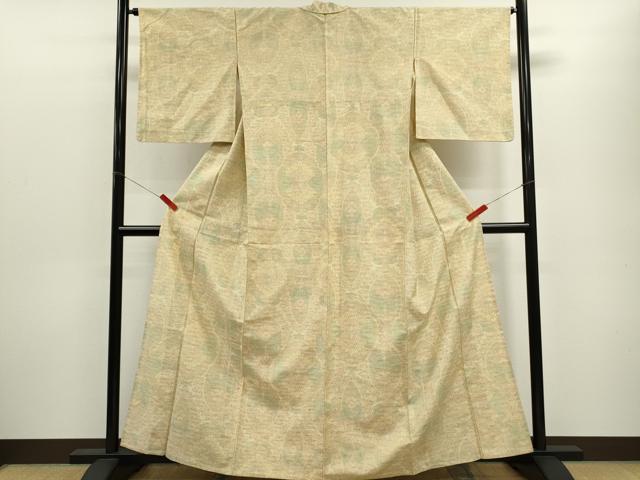 平和屋着物▽上質な紬 単衣 草花文 正絹 逸品 CABF3079ze