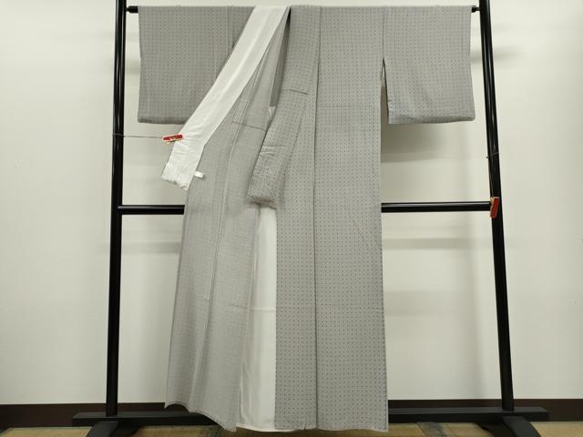 平和屋着物▽上質な小紋 単衣 格子 正絹 逸品 CABF3093ze