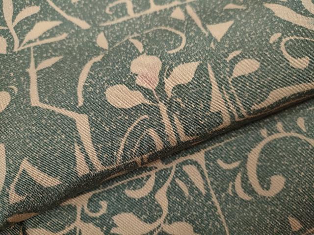 平和屋着物▽上質な小紋 単衣 花唐草文 たたき染め 正絹 逸品 CABF3097ze