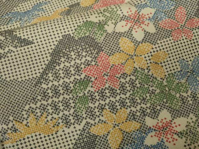 平和屋着物▽本場染大島紬 単衣 松竹梅風景文 正絹 逸品 CABF3099ze