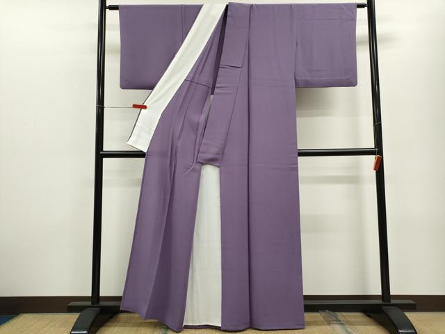 平和屋着物▽色無地 単衣 竜胆色 鬼しぼ縮緬 洗える着物 CABF3106ze