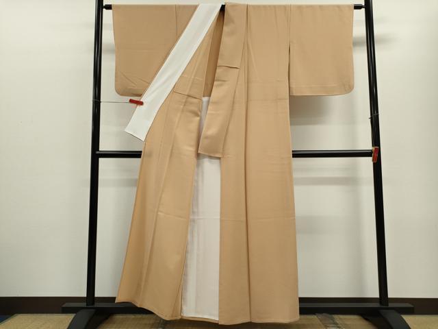 平和屋着物▽色無地 単衣 雄黄色 鬼しぼ縮緬 洗える着物 CABF3111ze