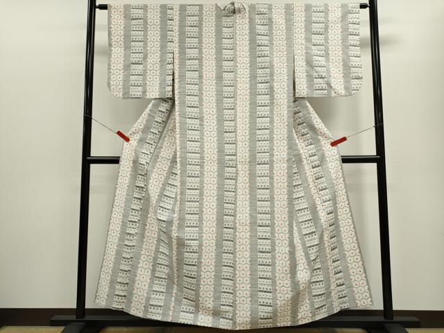 平和屋着物▽上質な紬 単衣 絣間道 正絹 逸品 CABF3126ze