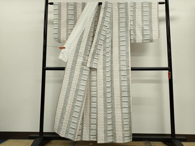 平和屋着物▽上質な紬 単衣 絣間道 正絹 逸品 CABF3126ze