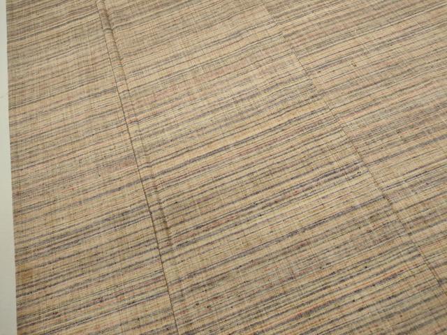 平和屋着物▽上質な紬 単衣 横縞文 正絹 逸品 CABF3139ze