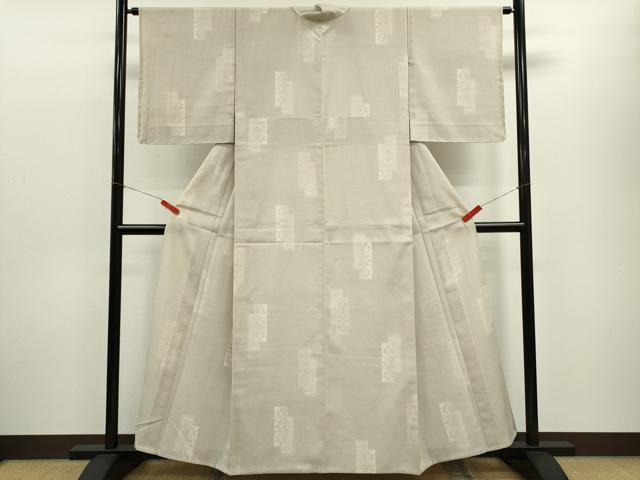 平和屋着物▽本塩沢 単衣 110亀甲 短冊吉祥文 正絹 逸品 未使用 CABF3141ze