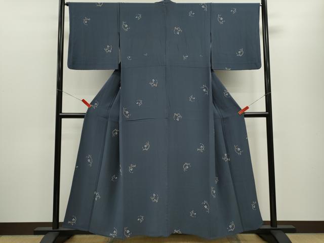 平和屋着物▽上質な小紋 単衣 枝花文 正絹 逸品 CABF3145ze