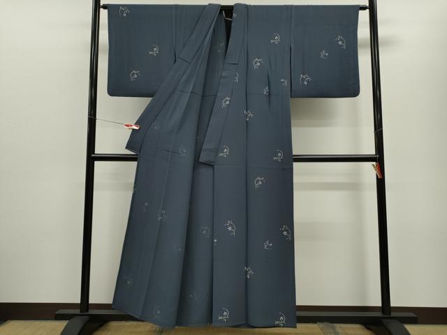 平和屋着物▽上質な小紋 単衣 枝花文 正絹 逸品 CABF3145ze