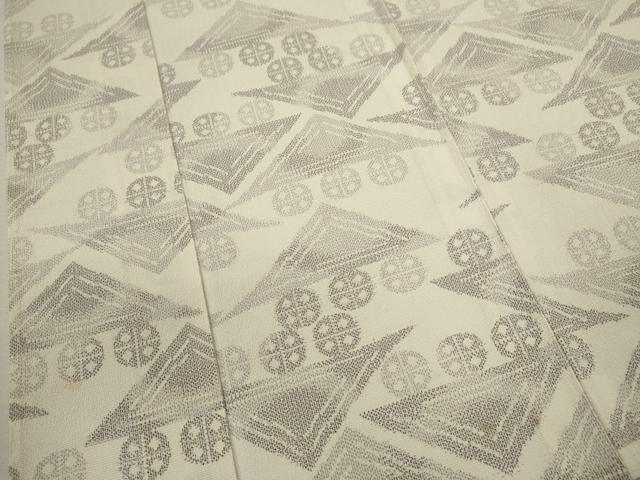 平和屋着物▽本塩沢 単衣 幾何学模様 正絹 逸品 CABF3155ze
