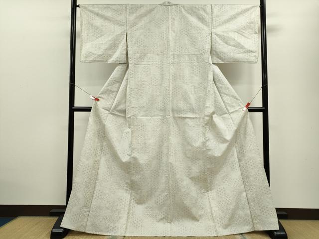 平和屋着物▽上質な紬 単衣 吉祥草花文 正絹 逸品 CABF3158ze