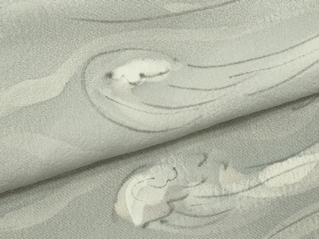 平和屋着物▽上質な小紋 単衣 手描き 墨流し文様 暈し染め 正絹 逸品 CABF3162ze