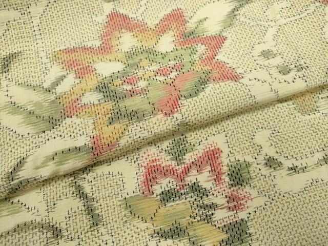 平和屋着物▽上質な紬 単衣 更紗花唐草文 正絹 逸品 CABF3168ze