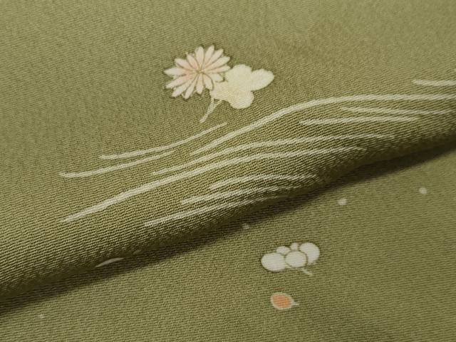 平和屋着物▽上質な小紋 単衣 立波枝花文 金彩 正絹 逸品 CABF3170ze