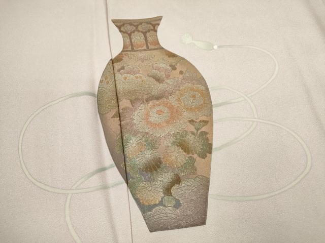 平和屋着物▽訪問着 単衣 陶器草花文 金彩 正絹 逸品 CABF3171ze