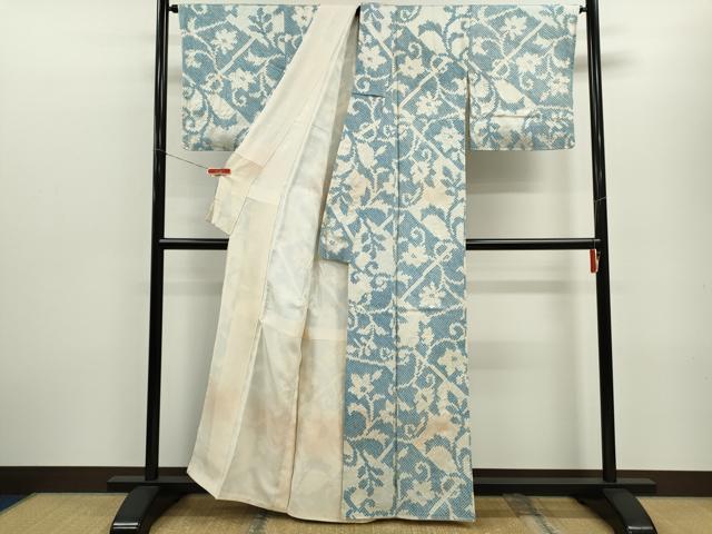 平和屋着物■上質な小紋 絞り 花唐草文 正絹 逸品 CABF3182ze