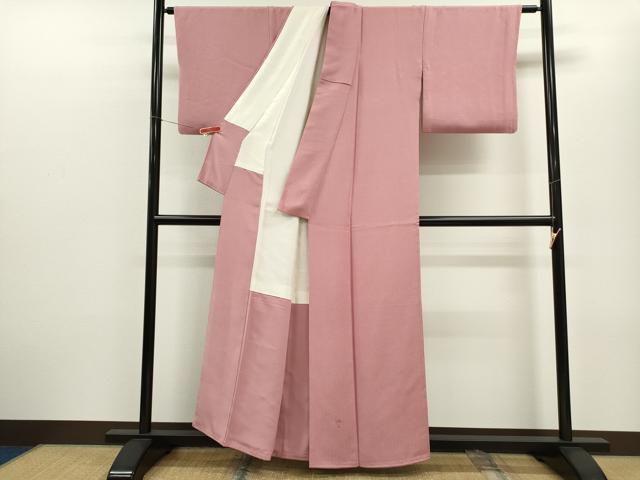 平和屋着物■上質な色無地 紋意匠 鴇色 正絹 逸品 CABF3200ze