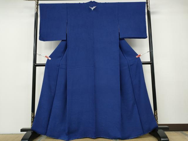 平和屋着物●上質な色無地 風景草花地紋 瑠璃紺色 さが美扱い 正絹 逸品 未使用 CABF3229ut