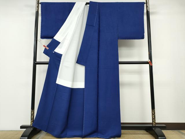 平和屋着物●上質な色無地 風景草花地紋 瑠璃紺色 さが美扱い 正絹 逸品 未使用 CABF3229ut