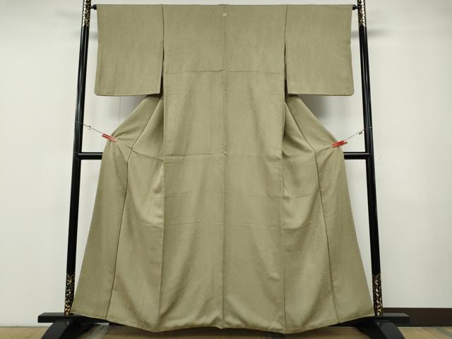 平和屋着物●上質な色無地 枝地紋 白橡色 正絹 逸品 CABF3234ut