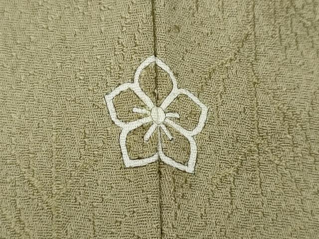 平和屋着物●上質な色無地 枝地紋 白橡色 正絹 逸品 CABF3234ut