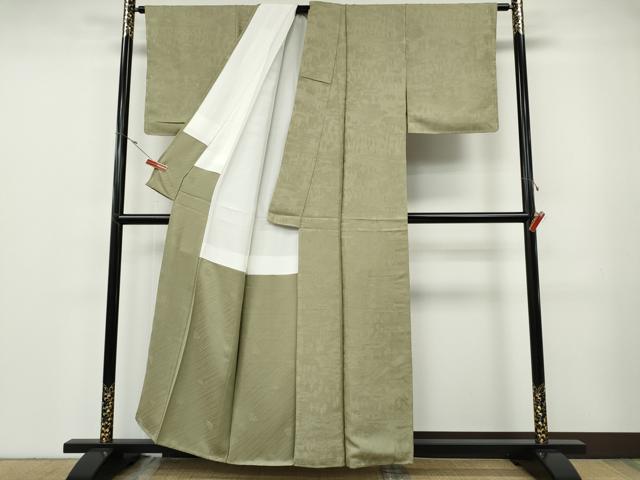 平和屋着物●上質な色無地 人物風景地紋 蒸栗色 正絹 逸品 CABF3236ut