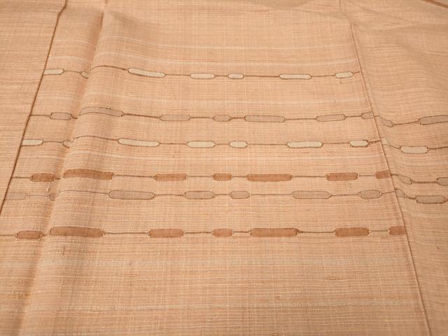 平和屋着物●訪問着 紬地 めがね織 横段吉祥文 正絹 逸品 CABF3243ut