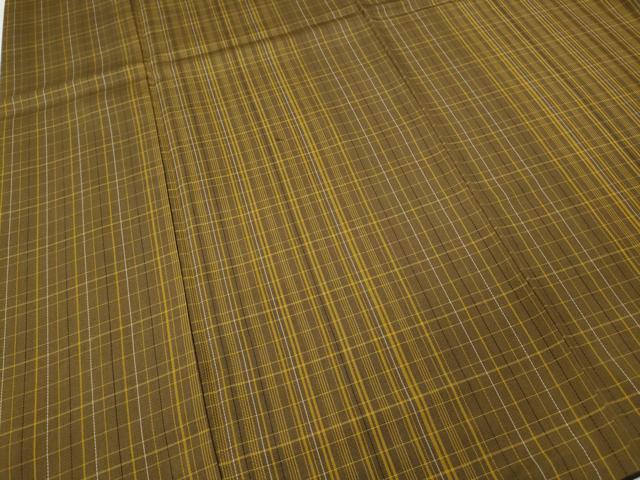 平和屋着物●本場黄八丈 平織 紬 格子柄 正絹 逸品 CABF3244ut