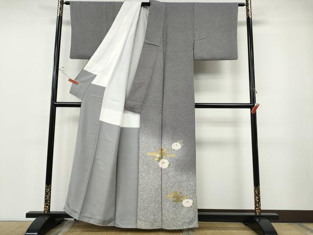 平和屋着物●京友禅の第一人者 松井青々 色留訪問着 エ霞花文 たたき染め 金銀彩 正絹 逸品 CABF3245ut