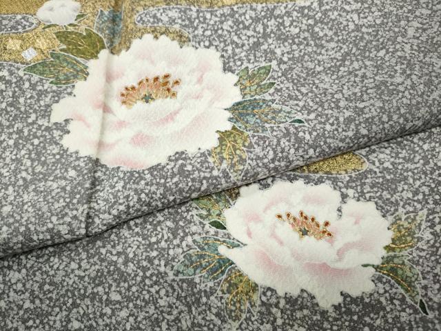 平和屋着物●京友禅の第一人者 松井青々 色留訪問着 エ霞花文 たたき染め 金銀彩 正絹 逸品 CABF3245ut
