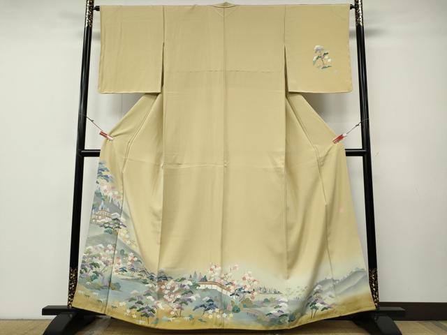 平和屋着物●訪問着 友禅 作家物 風景草花文 暈し染め 正絹 逸品 CABF3254ut